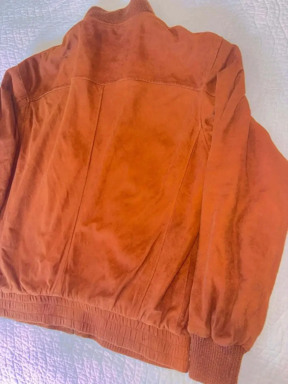 Real Clothes Vintage Brown Suede Leather Bomber Jacket Korea Men’s Large L